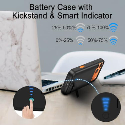 Battery Case for iPhone 17 Pro (5000mAh),Rechargeable Extended Fast Charger Charging Case with Kickstand, Portable Protective Battery Back Pack Cover for iPhone 17 Pro(6.3") Black