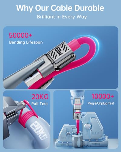 4 in 1 USB C Cable 60W 5FT Fast Charging & Data Transfer - color: Pink, style: 60W