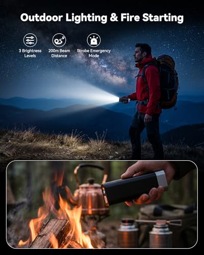 5‑in‑1 10,000mAh Rugged Power Bank with Fast Charge USB-C PD Includes Blowing & Suction Dual‑use for Car Emergency, Camping & Road Trips