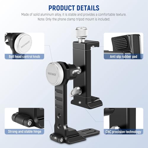 NEEWER Smartphone Tripod Mount Aluminum Alloy, 360° Rotatable Phone Stand