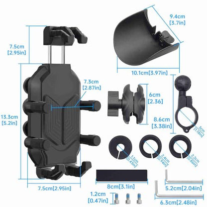 Motorcycle Phone Holder Securely Mounted Vibration Dampener for 360 Degree Rotation, for 4.7-7.2 Inch Phones, Nylon Aluminium Alloy Vehicles (Handlebar Mount) - size: Handlebar Mount