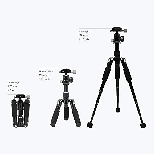 Tripod 50V Low-Profile Mini Tripod for Camera and iPhone Tabletop & Travel Compact Tripod with Pan Handle Aluminum Alloy Compatible with DSLR Smartphones 20 Inch Max Height - style: Tripod 50V