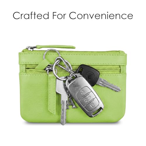ili New York Leather Mini Compact Coin Purse - Pear - color: Pear