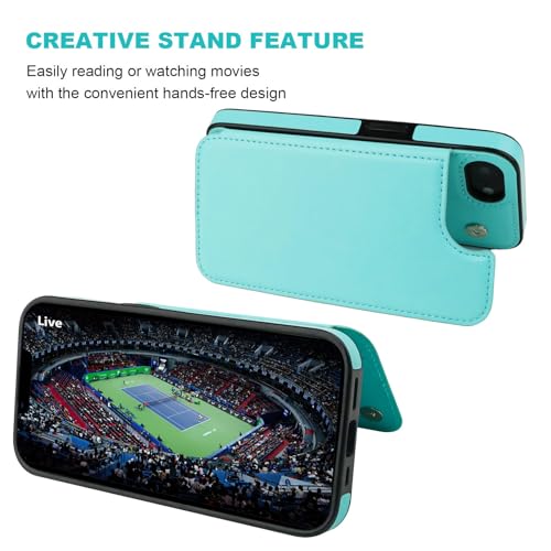 ONETOP for iPhone 17e/16e Wallet Case with Credit Card Holder,LightBlue | Kickstand,ID/Cash Holder,Case Wallet with Card Slots,Double Magnetic Clasp,Durable PU Leather Shockproof Cover for Women Men - color: Light Blue