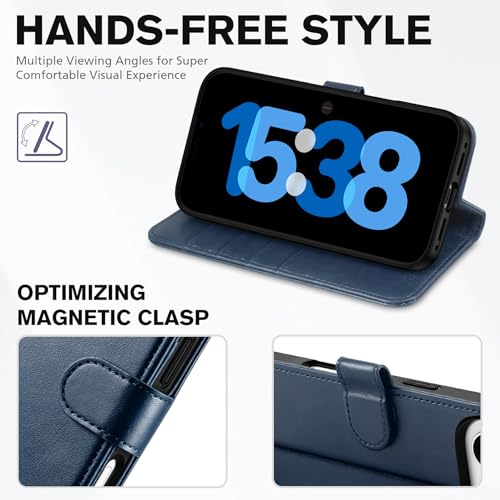 TUCCH Case Wallet for iPhone Air 6.5" 2025, RFID Blocking Folio, Dark Blue | 4 Card Holders, Kickstand, PU Leather, Magnetic Closure, Shockproof TPU Shell, Protective Flip Cover - color: Dark Blue