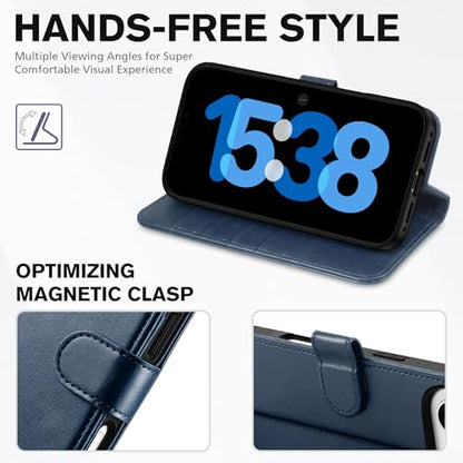 TUCCH Case Wallet for iPhone Air 6.5" 2025, RFID Blocking Folio, Dark Blue | 4 Card Holders, Kickstand, PU Leather, Magnetic Closure, Shockproof TPU Shell, Protective Flip Cover - color: Dark Blue