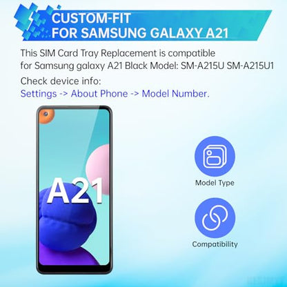 for Samsung Galaxy A21 Sim Card Tray Replacement Black