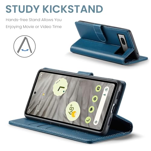 FLIPALM Wallet Case for Google Pixel 8a, Blue | Card Holder, RFID Blocking, PU Leather Folio Flip, Kickstand, Protective Shockproof Cover - color: Blue