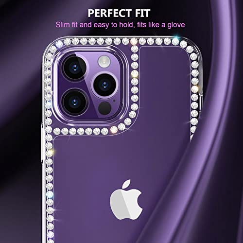 Compatible with iPhone 14 Pro Case for Women Girls 3D Glitter Sparkle Bling Case Luxury Shiny Cute Crystal Charms Rhinestone Diamond Bumper Soft TPU Clear Cover Case for iPhone 14 Pro - size: iPhone 14 Pro