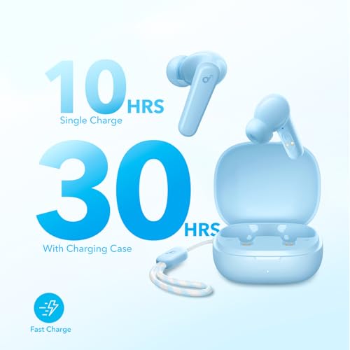 Soundcore by Anker P20i True Wireless Earbuds, with Big Bass, 30H Playtime - color: Light Blue