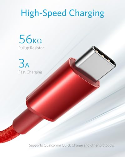Anker USB A to USB C Cable, USB to USB C Cable (2-Pack, 6 ft, Red) - color: Red, size: 6ft