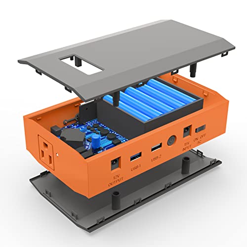 Portable Power Bank with AC Outlet, 65W 110V Portable Laptop Charger Backup - color: Orange Grey