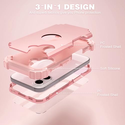 IDweel for iPhone 17 Case with Screen Protector for Women, 3 in 1 Shockproof Slim Fit Hybrid Heavy Duty Hard PC Cover Soft Silicone Bumper Full Body Anti-Fingerprint Case, Rose Gold - color: Rose Gold