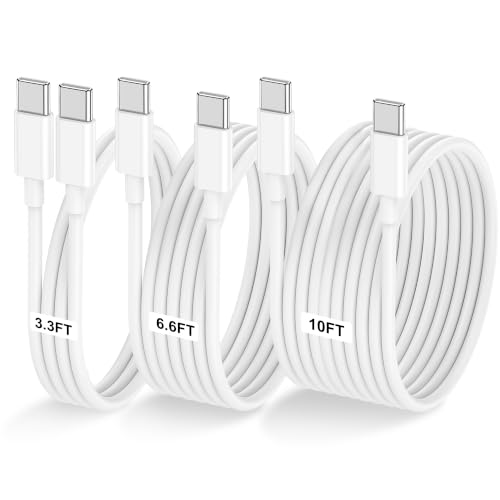 LOFPYE 3-Pack 60W USB C to USB C Cable 3.3FT+6.6FT+10FT for iPhone 17/16/15 - color: White, size: 10FT+6.6FT+3.3FT
