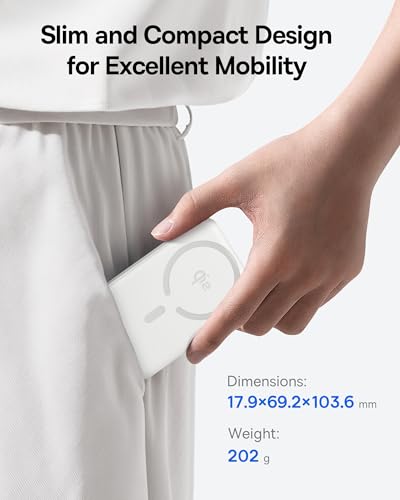 Baseus for MagSafe Portable Charger, Qi2 Certified 15W Wireless Magnetic Power Bank 10000mAh with USB-C Cable 22.5W PD Charging, Battery Pack Compatible with iPhone 17/16/15/14/13 Pro/Pro Max Series - color: White