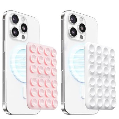 2Pack Magnetic Suction Phone Mount for MagSafe, Light Pink & Classic White - color: Light Pink & Classic White