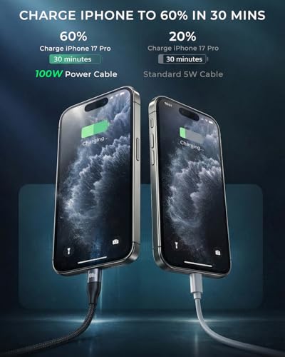 LITO 100W USB C to USB C Cable 3.3FT, E-Marker Fast Charging Cord