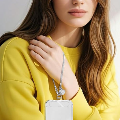 Phone Charm Strap Detachable Wrist Strap For iPhone Anti Theft Strap Phone Chain Wristlet - color: Pale Sliver
