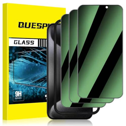 [3 Pack] for iPhone 15/15 Pro Green Privacy Screen Protector - size: iPhone 15 Pro