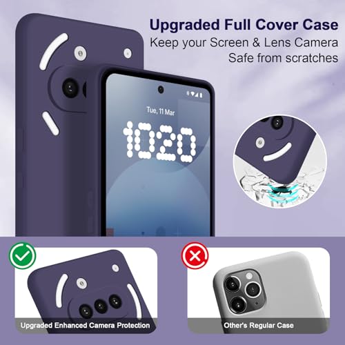 Silicone Case for Nothing Phone 3A, Deep Purple | Soft Silicone Silky Touch Easy Clean, Shockproof Slim Phone Cover, Upgraded Camera Protection, Anti-Scratch Microfiber Lining - color: Deep Purple, size: Nothing Phone 3A