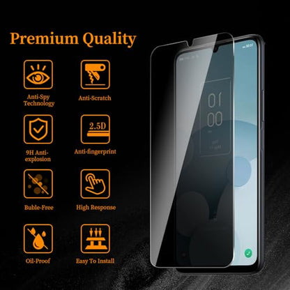 3 Pack Privacy Screen Protector for TCL 40 XL，Anti-Spy Tempered Glass Film, Anti-Scratch, 9H Hardness，Compatible phone cases，High definition