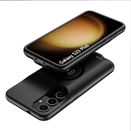 Battery Case for Galaxy S23 Plus,[12000mAh] Large Capacity Slim Portable Protective Fast Charging Case Battery Case Compatible with Galaxy S23 Plus(6.6inch) Wireless Charging Case with Carplay-Black - size: Galaxy S23 Plus