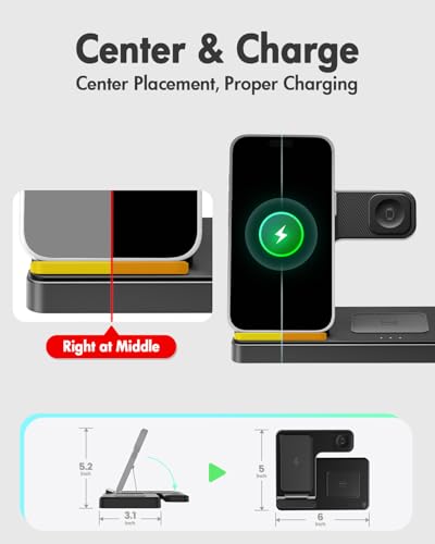 GETPALS Wireless Charger iPhone Charging Station for Apple Multiple Devices - color: Black