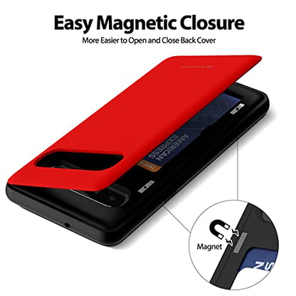 GOOSPERY Magnetic Door Bumper Compatible with Galaxy S10 5G, Card Holder Wallet Case Easy Magnet Auto Closing Protective Dual Layer Sturdy Phone Back Cover - Red - color: Red, size: Galaxy S10 5G