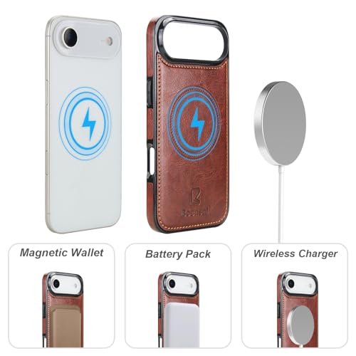 Bocasal for MagSafe Wallet Case Card Holder for iPhone 17 Air, Brown - color: Brown for MagSafe