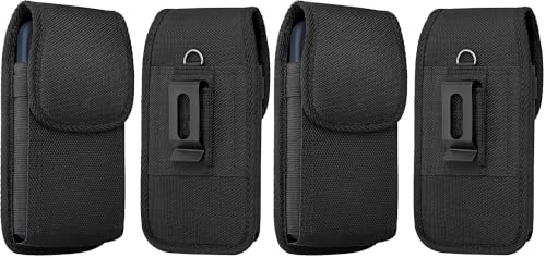 Holster for iPhone 17 16 15 14 13 12 11 Xs X XR/Pro Models, Cell Phone Belt Holder Case with Clip for Men, Heavy Duty Nylon Pouch (Fits Phone with Otterbox Cover on) Black (Pack of 2) - size: Medium (Pack of 2)