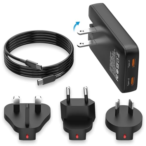 Ultra-Slim 65W USB C Travel Charger Block, 4-in-1 US UK EU AU USB Adapter