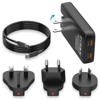 Ultra-Slim 65W USB C Travel Charger Block, 4-in-1 US UK EU AU USB Adapter