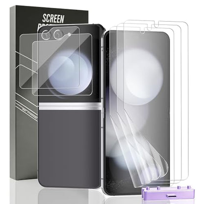 3 Pack for Samsung Galaxy Z Flip 5 Screen Protector Flexible TPU Film with 2 Pack Outer Film Screen Protector, Easy Installation, Self-Healing, HD Clear(Not Glass) - size: for Galaxy Z Flip 5