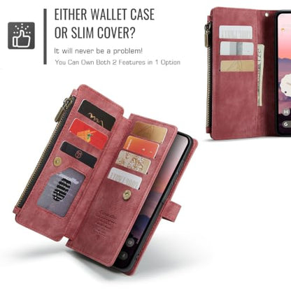 Google Pixel 11 Pro XL 5G Wallet Case with Card Holder,Red - color: Red, size: Pixel 11 Pro XL 6.8 Inch
