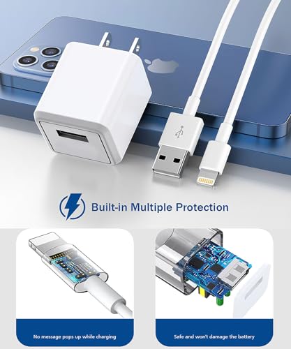 iPhone Charger,Long 6FT iPhone Charger 2Pack i Phone Cord 6feet USB to Lightning Cable Quick Fast Charging Data Sync Cord USB Wall Charge Block Adapter for I Phone14/13/12/11/XS/XR/X/8/7/5/SE2022/iPad - size: 6FT A-L