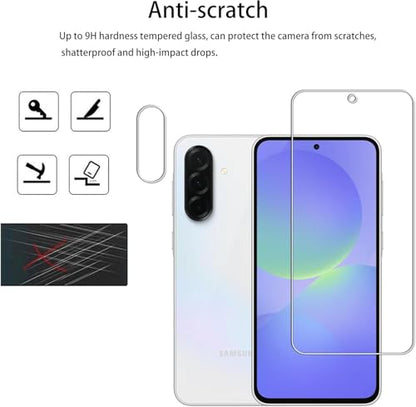 [2+2 Pack Tempered Glass Film For Samsung Galaxy A36 5G Screen Protector 2-Pack with Camera Lens Protector 2-Pack
