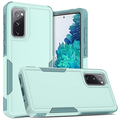 for Samsung Galaxy S20 FE 5G Case: Dual Layer Protective Heavy Duty Cell Phone Cover Shockproof Rugged with Screen Protector - Military Protection Bumper Tough - Samsung Galaxy S20 FE 5G, Mint Green - color: Mint Green (PC) + Mint Green (TPU)
