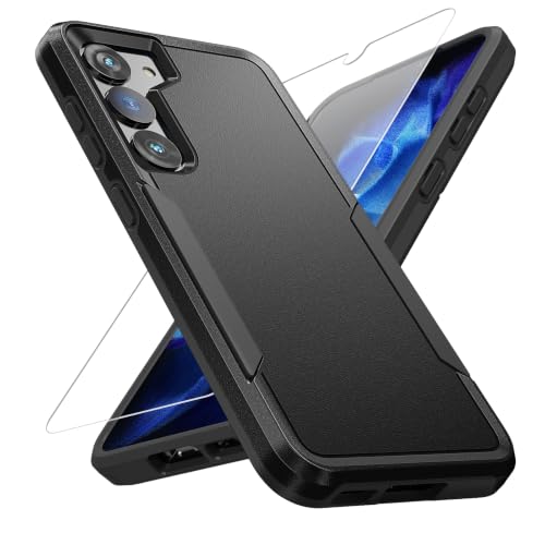 for Samsung Galaxy S23 Case with HD Screen Protector, Dual Layer Military Grade Drop Tested, Heavy Duty Rugged Shockproof Non-Slip Outdoor Protective Cover, Black - color: Black