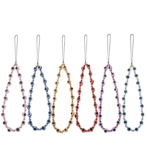 6PCS Beaded Phone Charms Strap Fruit Star Faux Pearl Rainbow Beads Phone Chains Beaded Lanyard for Camera Key Wallet Valentines Day Gifts for Her Women - style: Style6-6