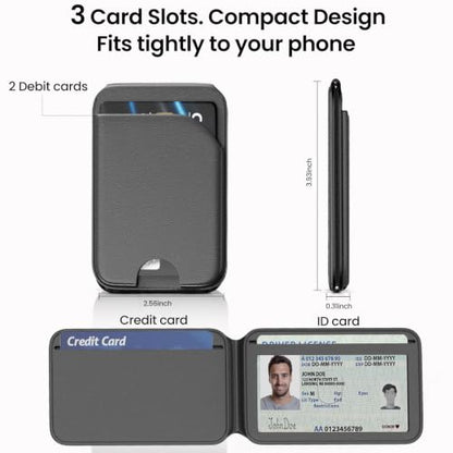 QYQBOON Mag-Safe Wallet Magnetic Wallet for Phone Lightweight Magnetic Phone Pouch Stand Adjustable Leather Mag-Safe Card Holder for iPhone 17/16/15/14/13/12 Series, Not for iPhone 13/12 Mini (Black) - color: Black