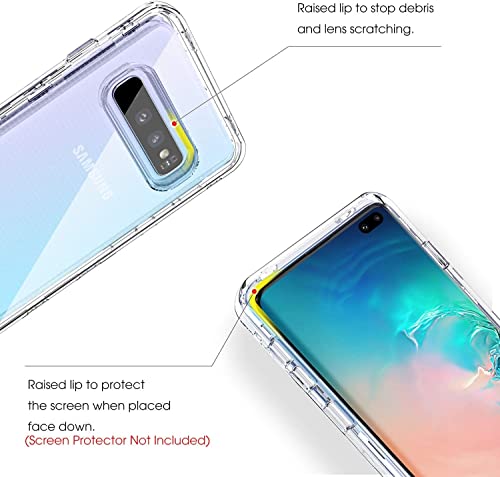 KIOMY Clear Case for Samsung Galaxy S10+ / S10 Plus, 3 in 1 Shockproof Bumper Protective Phone Cover, Hybrid Design Hard PC Shell + Front Cover + Flexible TPU Bumper - color: Front Frame Included
