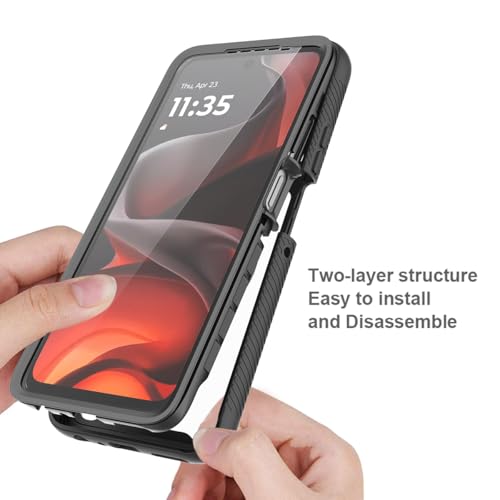 360 ° Protective Case for Motorola Moto G56 5G, Dustproof Shockproof Case with Built-in Tempered Screen Protector, Full Body Protective Heavy Duty Slim Back Phone Cover(Purple) - color: Purple