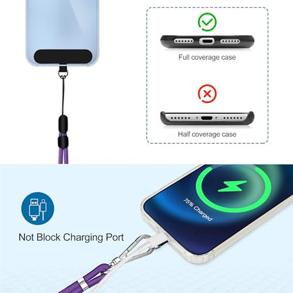 takyu Phone Lanyard, 2 Pack Adjustable Cell Phone Lanyard Crossbody Neck Strap & 2 Pack Wrist Strap with Tether Tabs Compatible for iPhone Android Smartphones- DarkPule Black - color: Dark-puple + Black