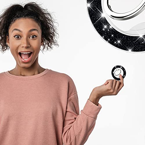 Magnetic Phone Ring Holder for magsafe, Glitter Magnetic Grip Compatible with iPhone 17 16 15 14 13 12 Pro max,Pro,Plus,Mini, Pixel 10 Series Mag Safe Accessories,Adjustable Kickstand,Black - color: Glitter Black