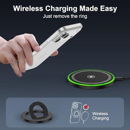 iPhone 17e Phone Grip for Samsung S26 Phone Ring Holder for MagSafe - color: Black
