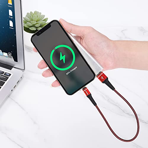 USB A to Lightning Cable [MFi Certified] Short iPhone Charger 1FT, 3Pack - color: Red, size: 1FT, style: USB A to Lightning