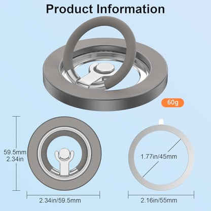 Cell Phone Ring Holder Stand for MagSafe,360 ° Rotation Finger Ring - color: Grey