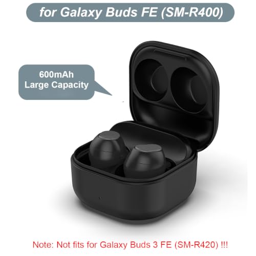 Charging Case for Galaxy Buds FE, Replacement Charger Battery Case 600mAh for Samsung Galaxy Buds FE (Black) - color: Black