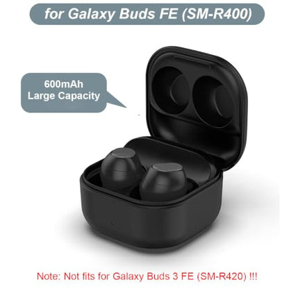 Charging Case for Galaxy Buds FE, Replacement Charger Battery Case 600mAh for Samsung Galaxy Buds FE (Black) - color: Black