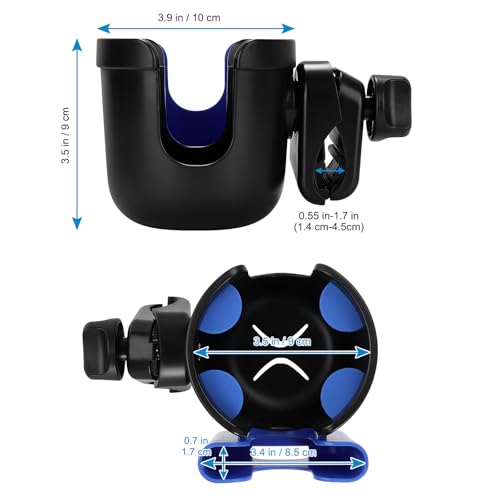 Accmor Wheelchair Cup Holder with Phone Holder, ﻿Universal 360° Rotatable Walker Cup Holder Rollator Scooter Accessory - color: Blue